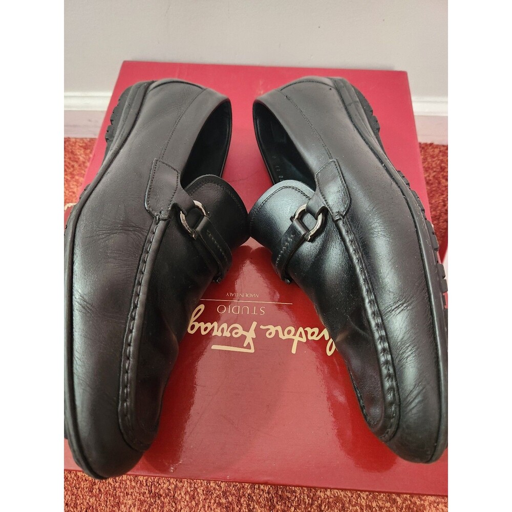 Salvatore Ferragamo Black Leather Loafers Men's SizeSalvatore Ferragamo Black - Picture 5 of 12